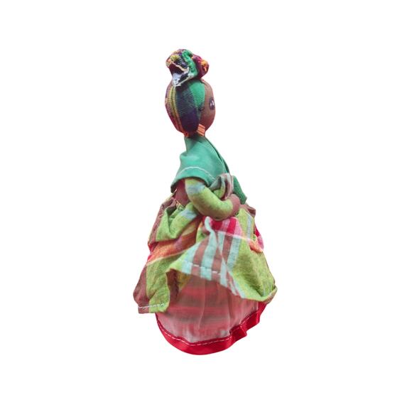 Vtg Caribbean Ethnic Folk Art Straw Cloth Doll 6" Handmade Collectible Souvenir - Picture 5 of 6